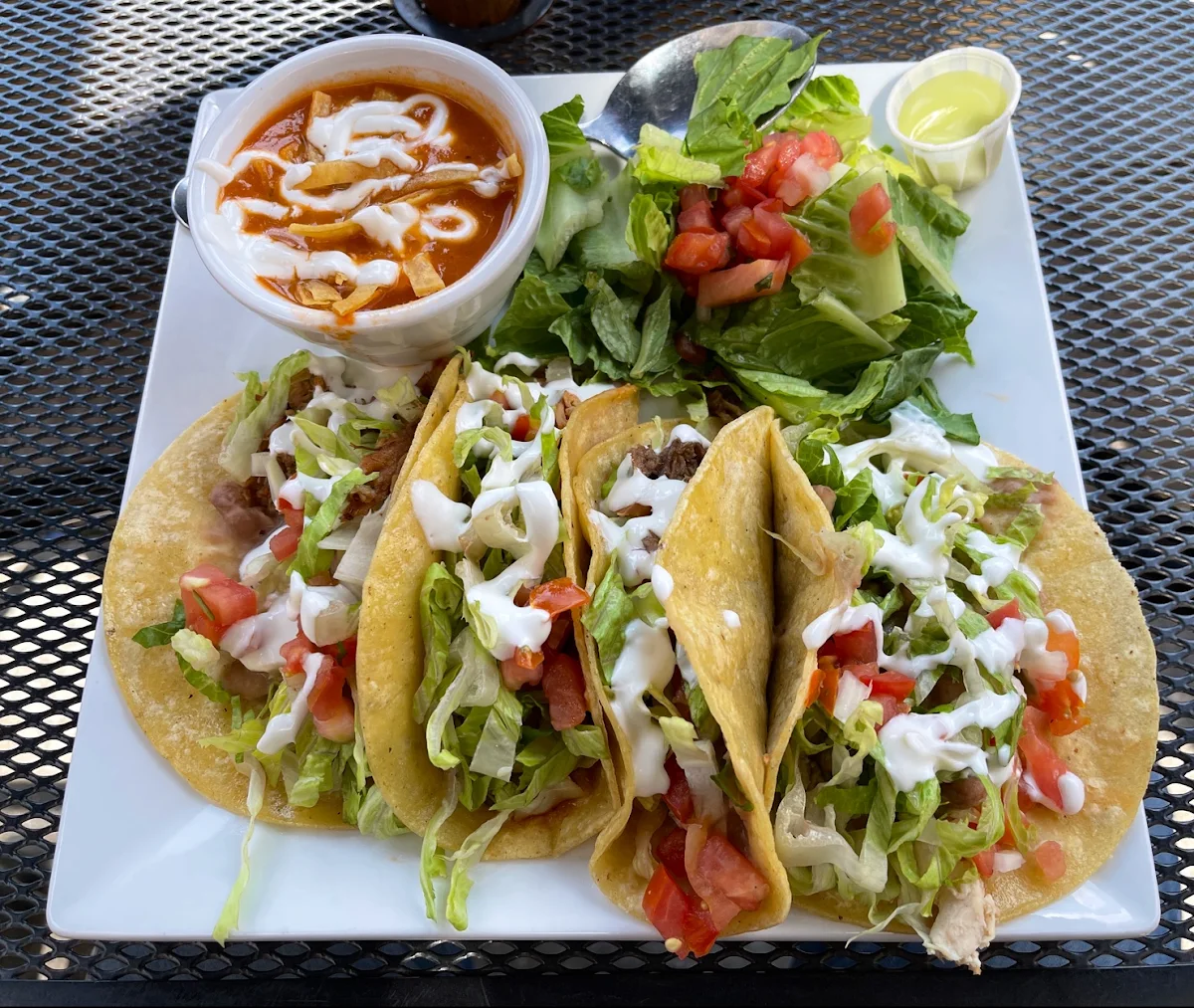Border Style Tacos with Refried Beans and Spanish Rice