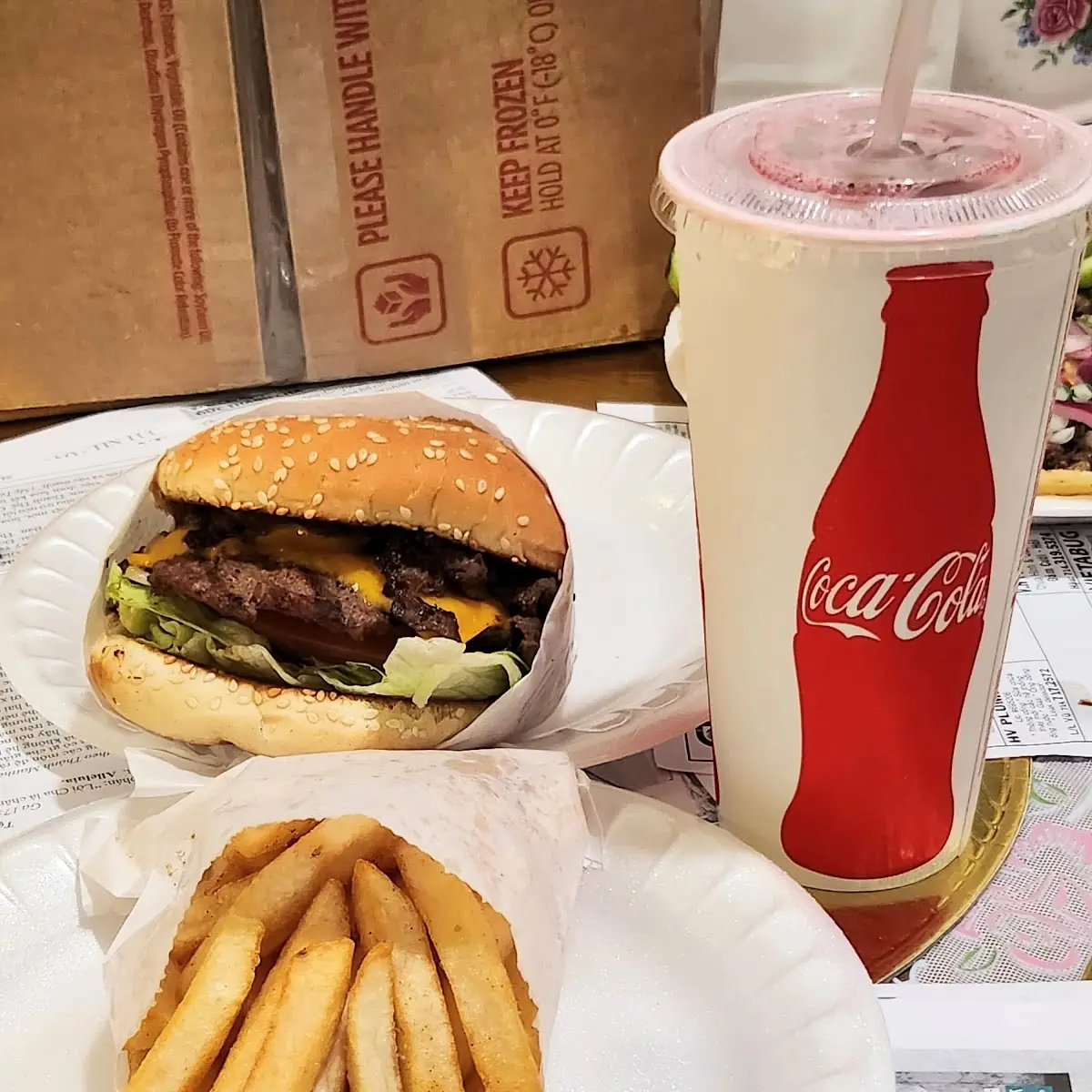 Bulgogi Beef Burger Fries and Rootbeer