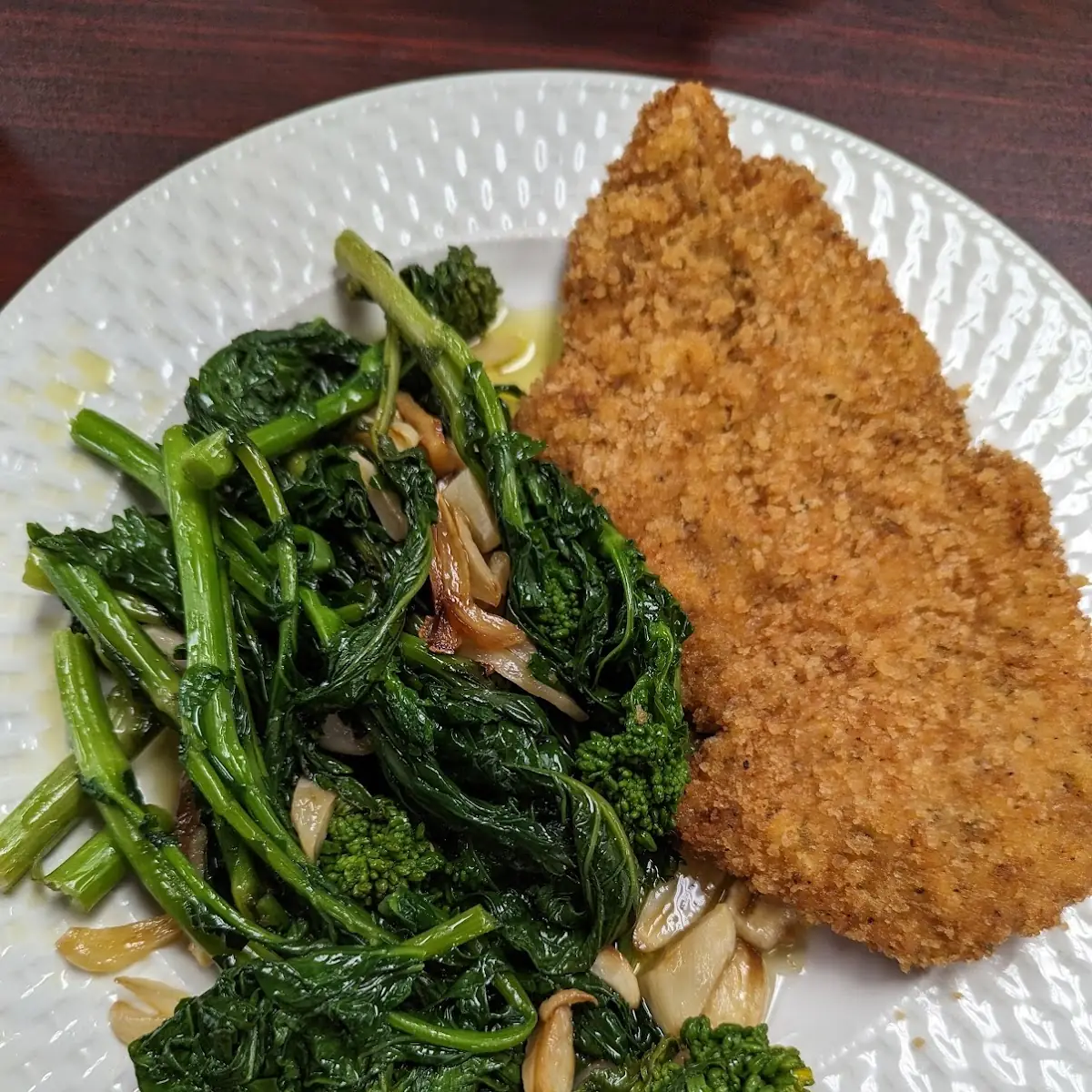 Chicken Cutlet and Broccoli Rabbe