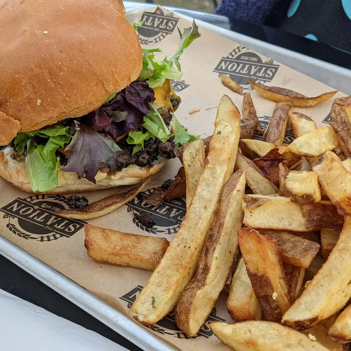 Black Bean Burger with Fries