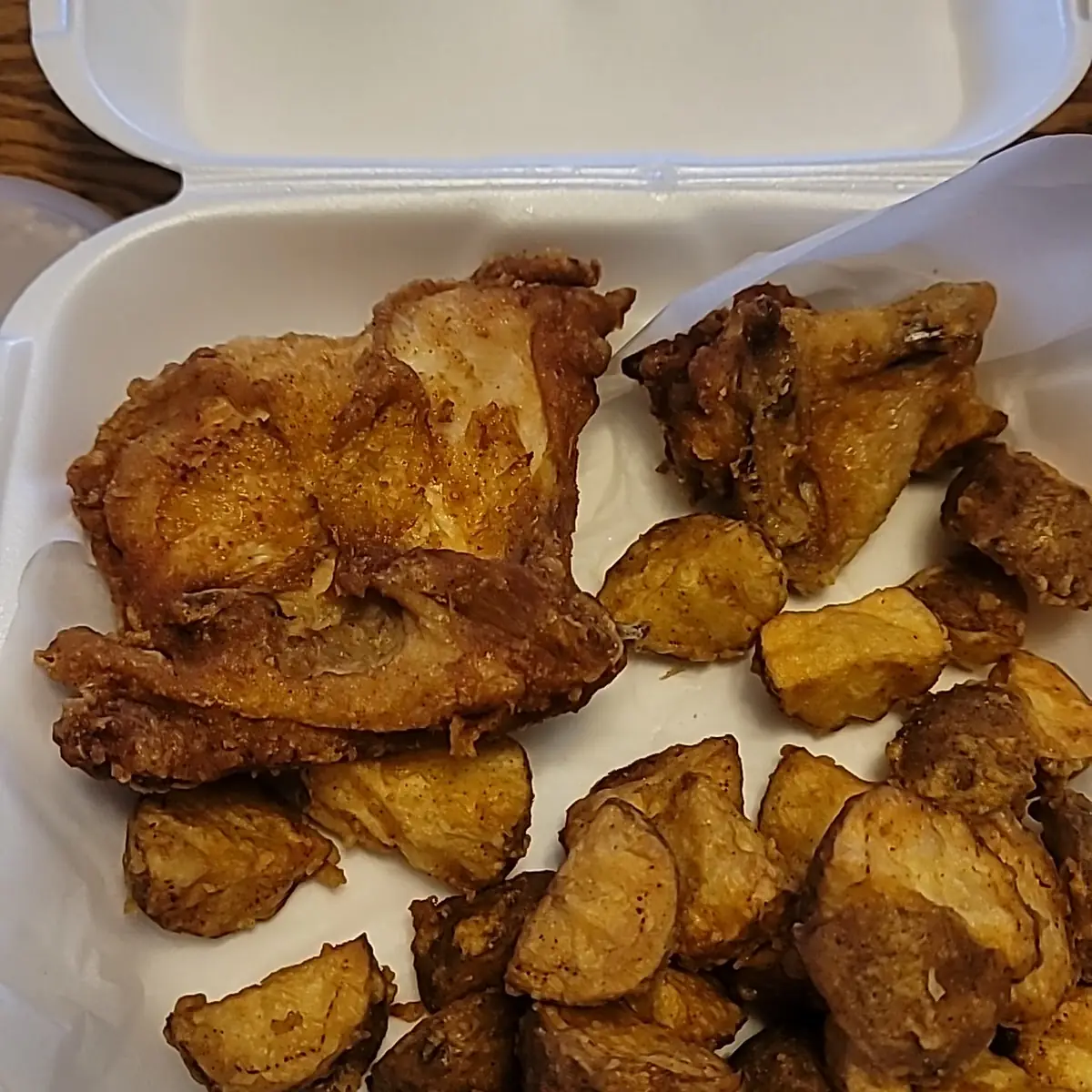 Fried Chicken and Potato Wedges