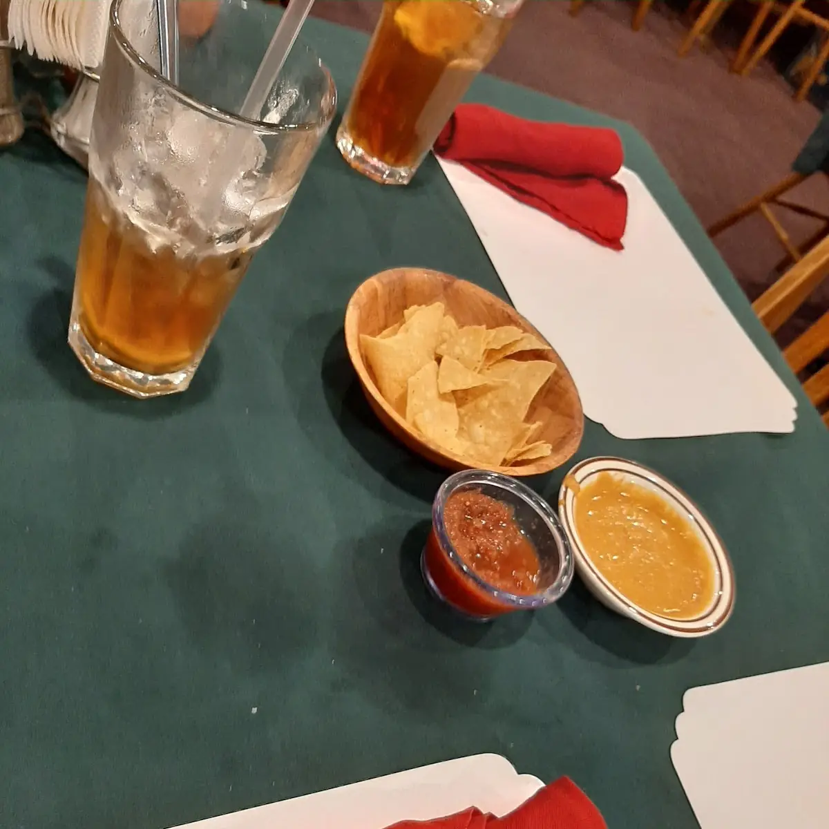 Chips Salsa and Bean Dip