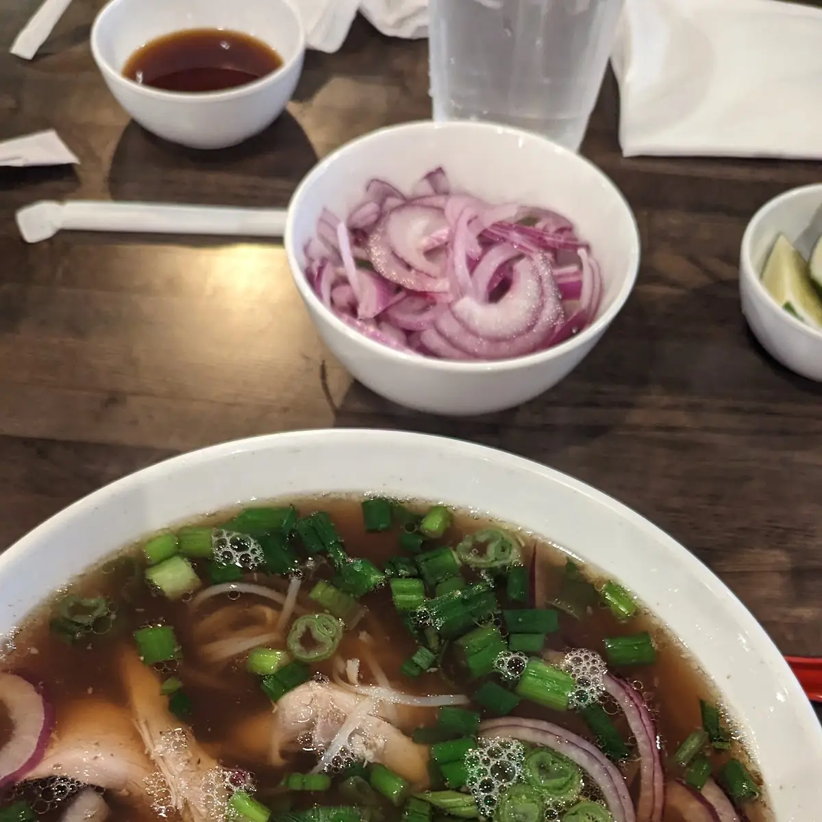 Beef Pho and Fried Spring Rolls