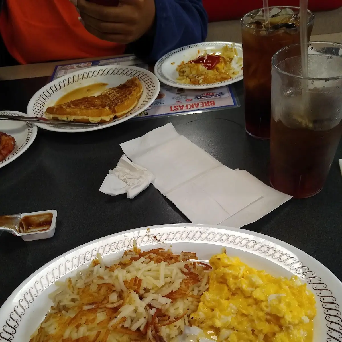 Scrambled Eggs with Cheese and Smothered Hashbrowns