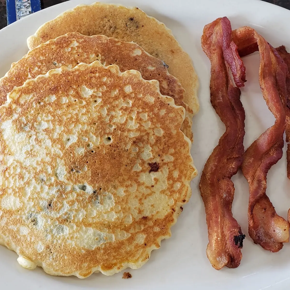 Blueberry Pancakes and Bacon Before