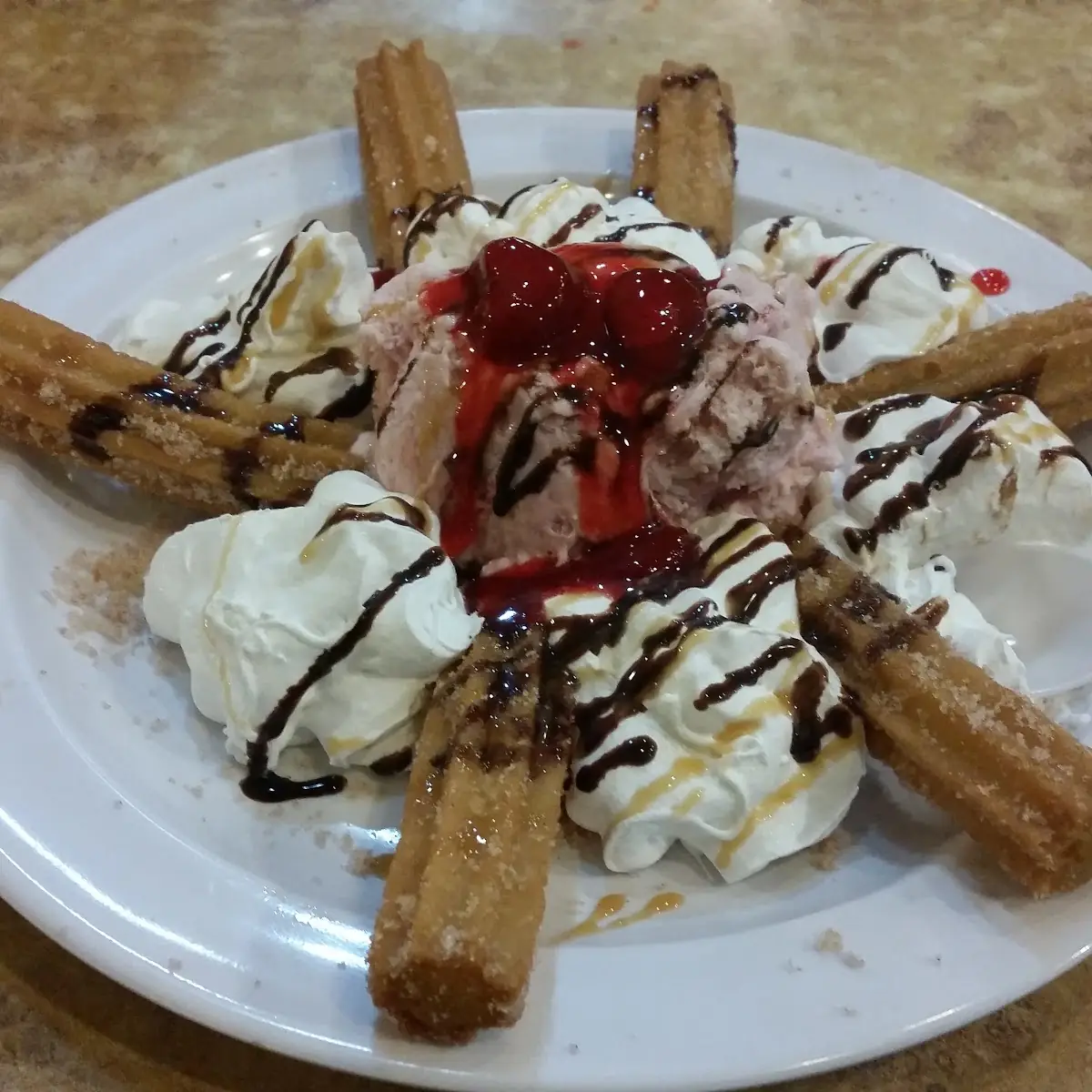 Churros with Strawberry Ice Cream