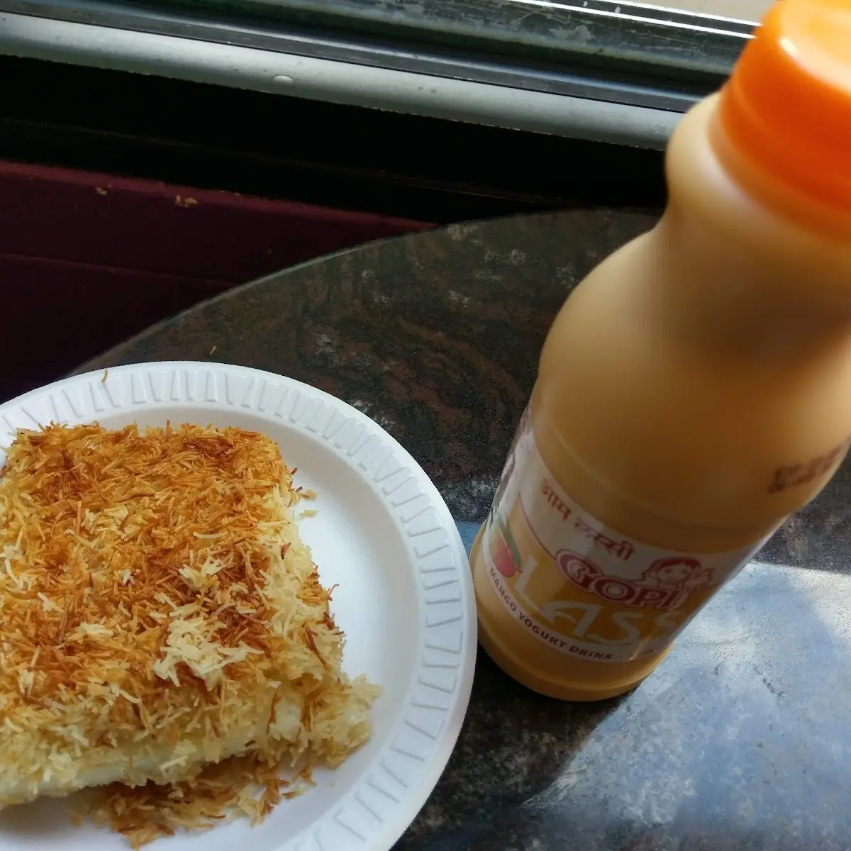 Kunafa and Mango Lassi