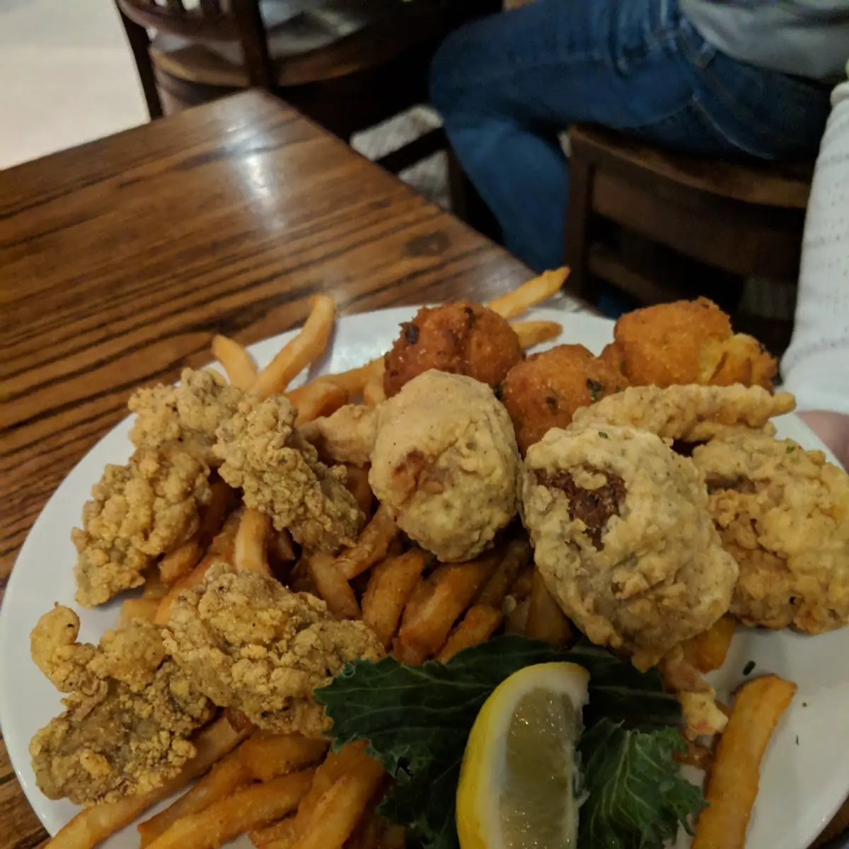 Half and Half Seafood Platter with a Salad