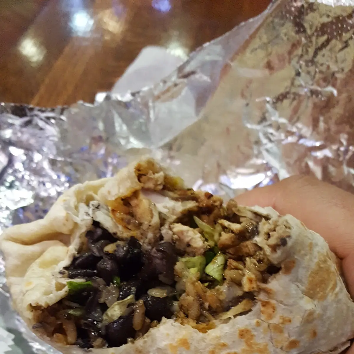 Chicken Burrito w Cabbage Black Beans Rice