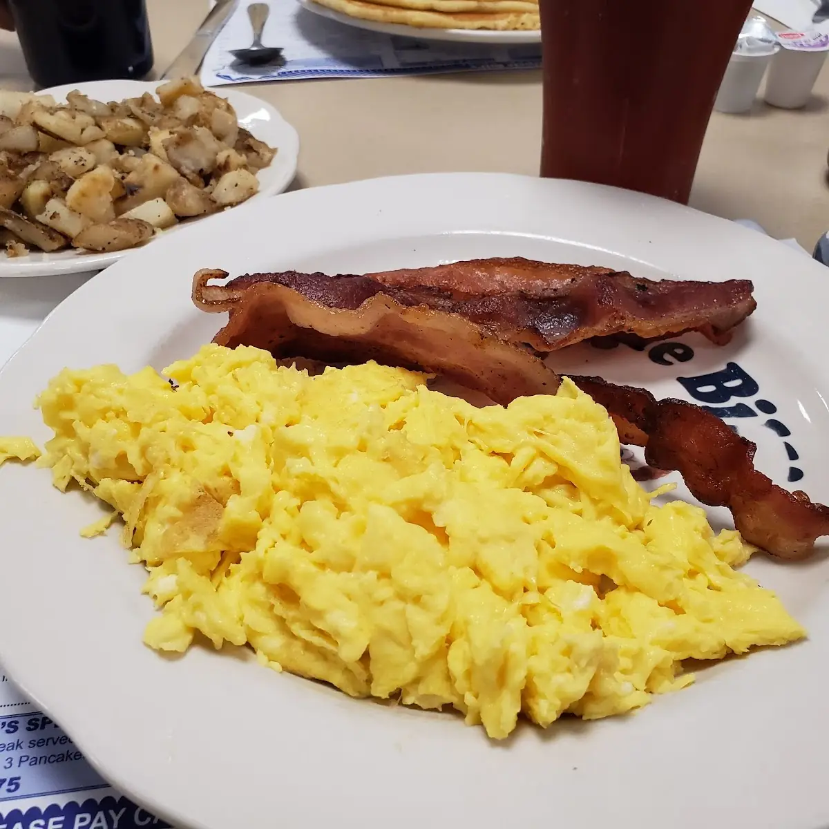 Chopped Ham Scrambled Eggs & Pancakes