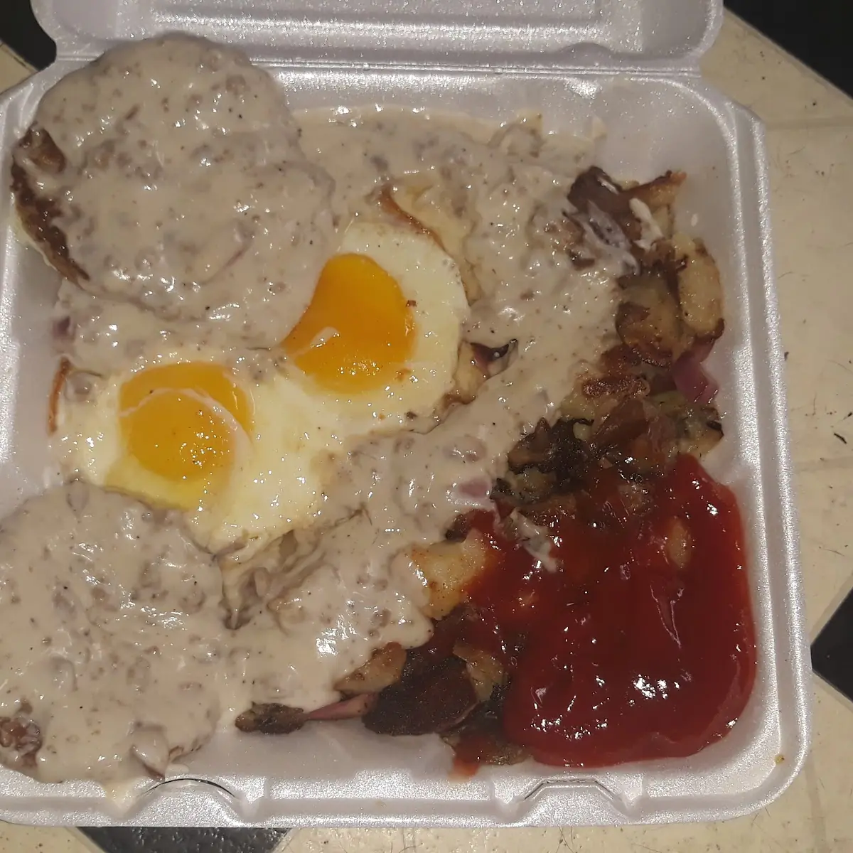 Sausage Biscuits and Gravy with Home Fries