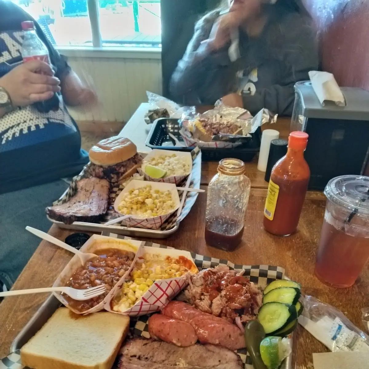 Three Meat Platter Pulled Pork Brisket and Pepper Jack Sausage Links