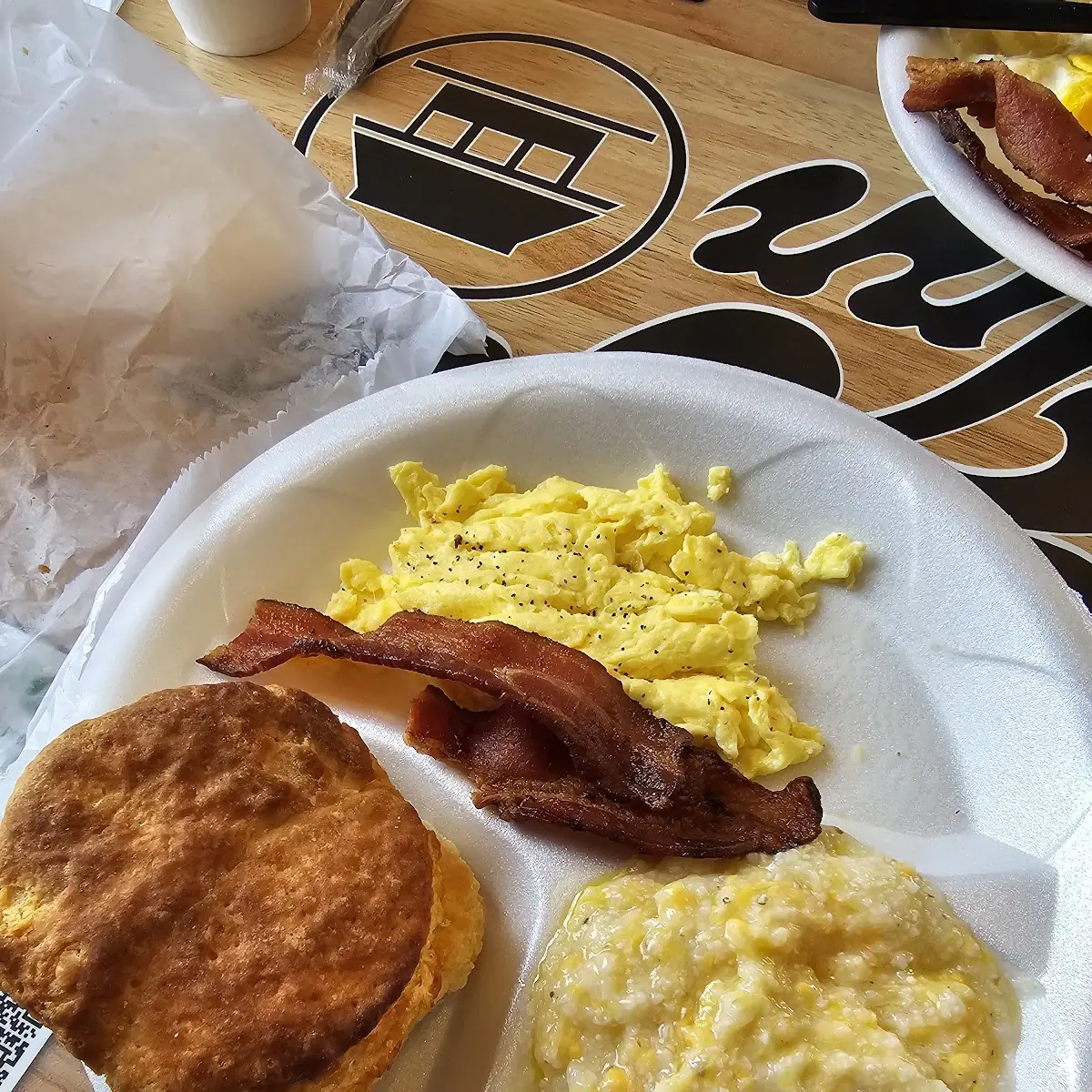 Breakfast Special Scrambled Eggs Bacon Biscuit