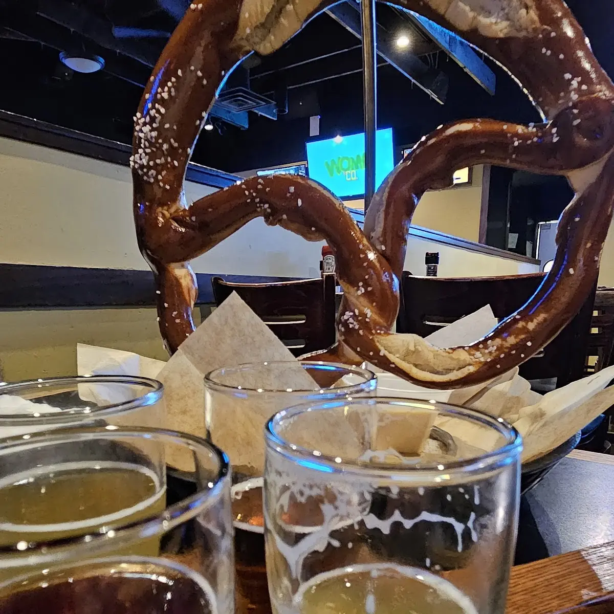Giant Soft Pretzel and Ciders
