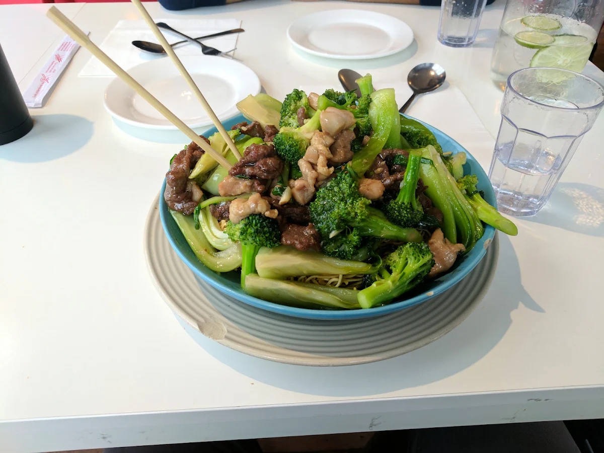 Beef & Broccoli on Crispy Noodle, Mr. Gao