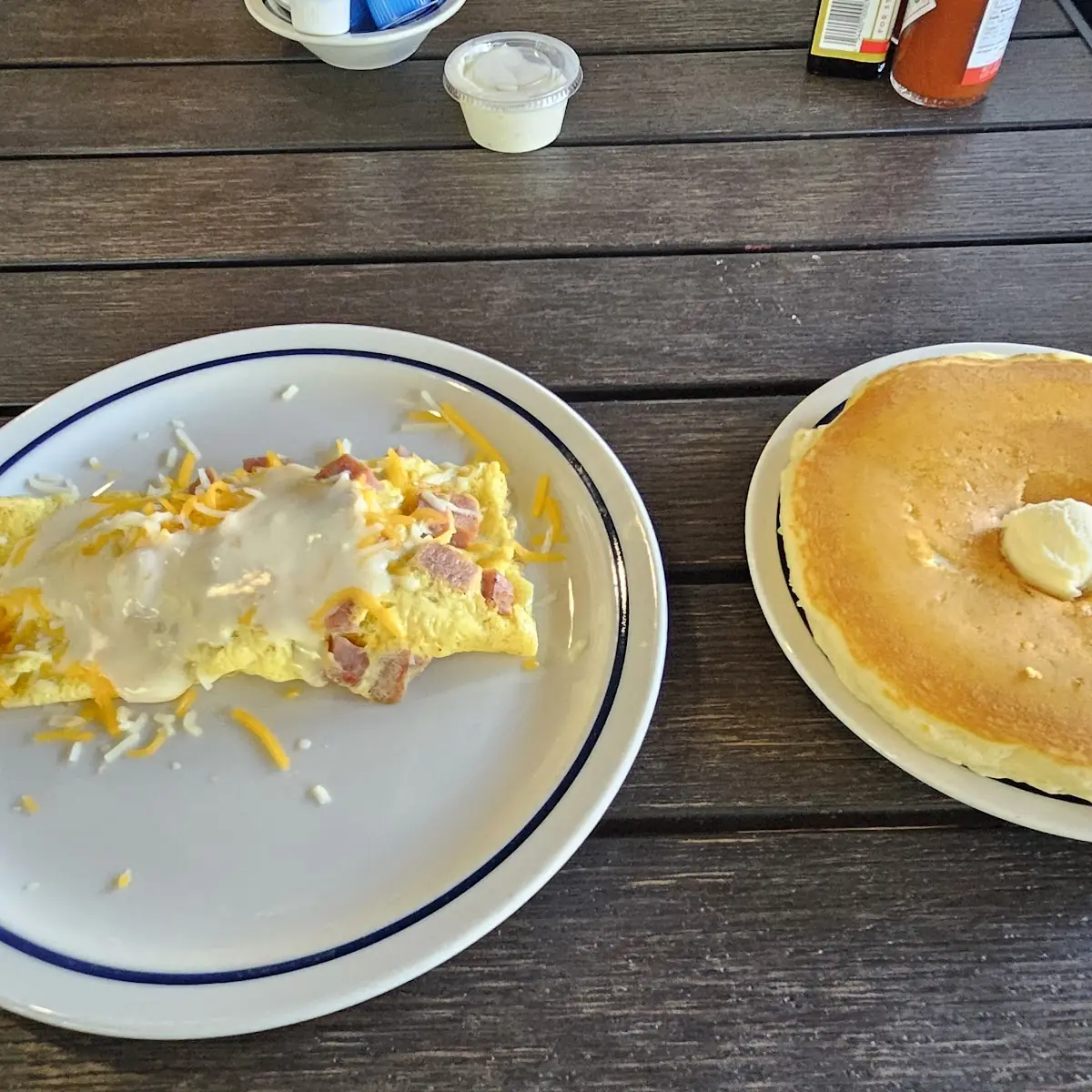Ham & Cheese Omelette with Pancakes