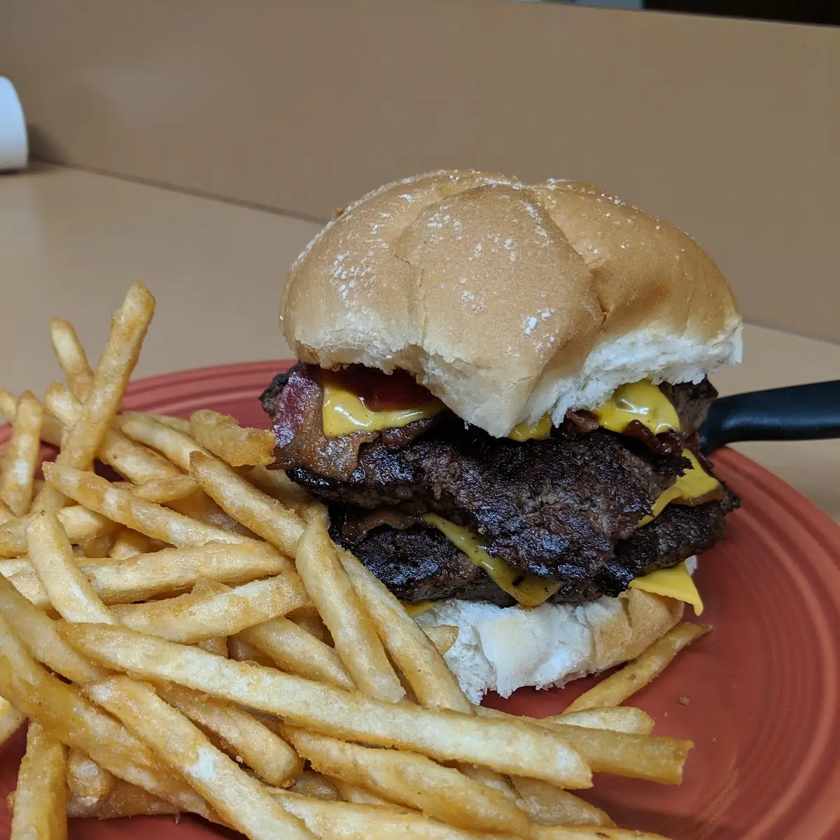 Bacon Cheddar Double Cheeseburger with Fries