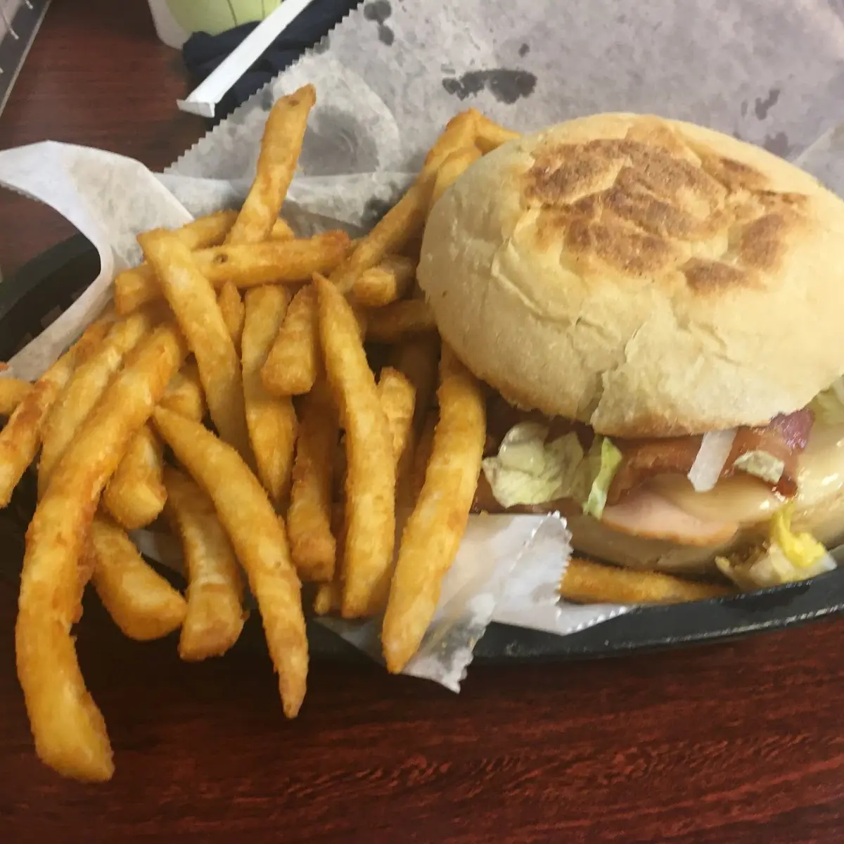 Turkey Bacon and Cheese Sandwich with Fries