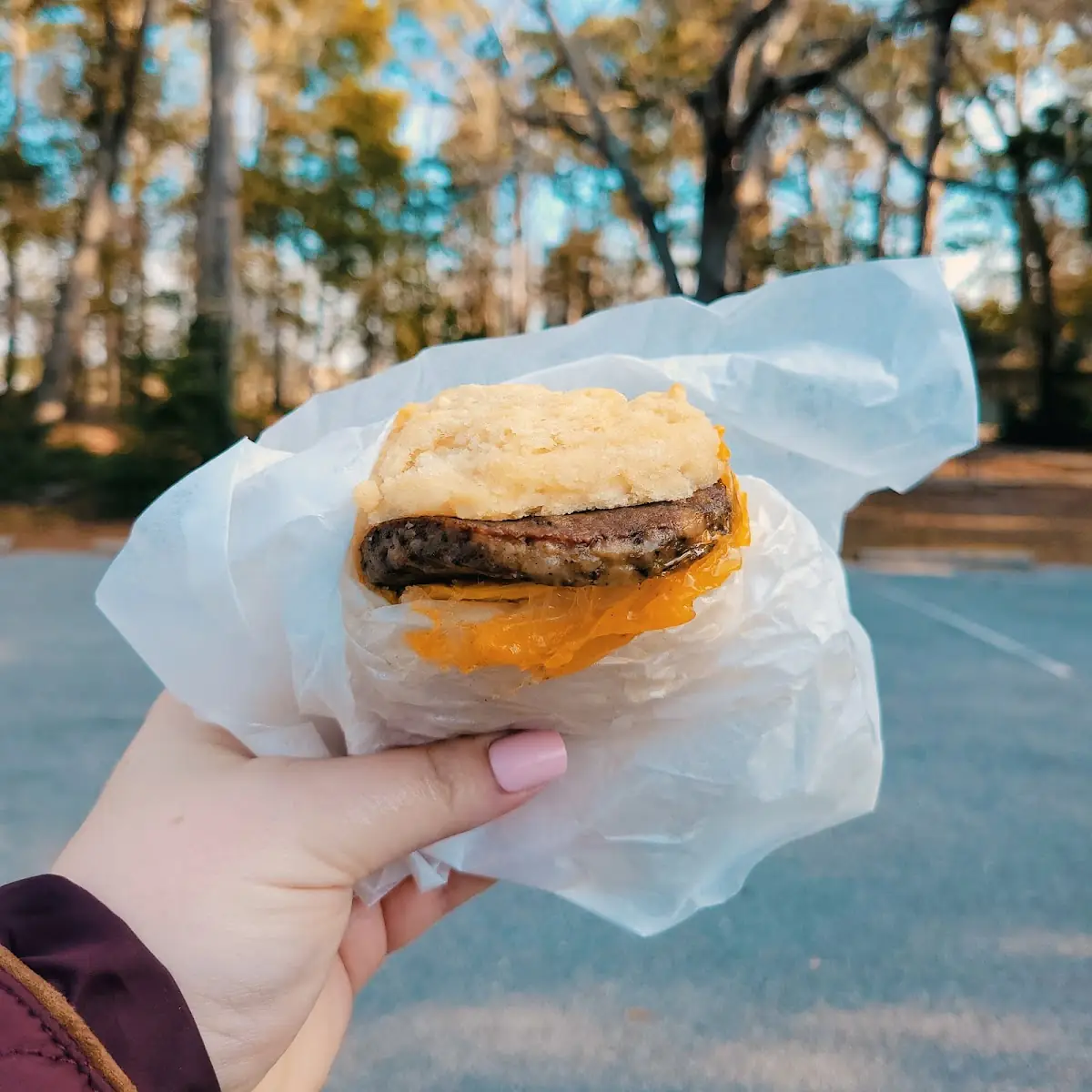 Sausage Egg and Cheddar Biscuit