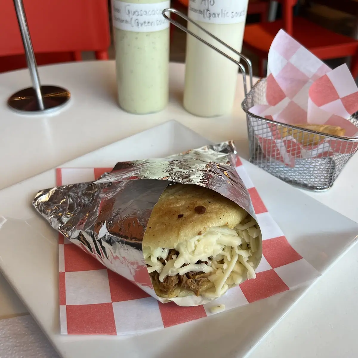 Shredded Beef and Cheese Arepa