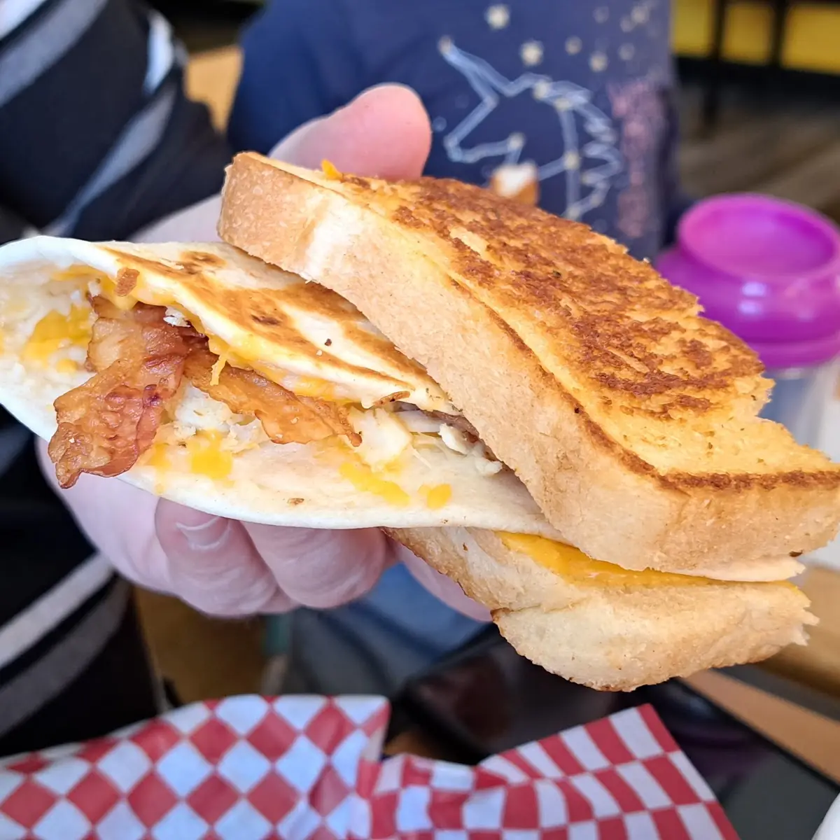 Birdman Chicken Quesadilla Inside a Grilled Cheese