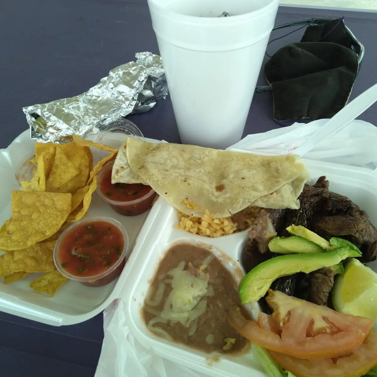 Carne Asada Plate with Rice Beans & Tortillas