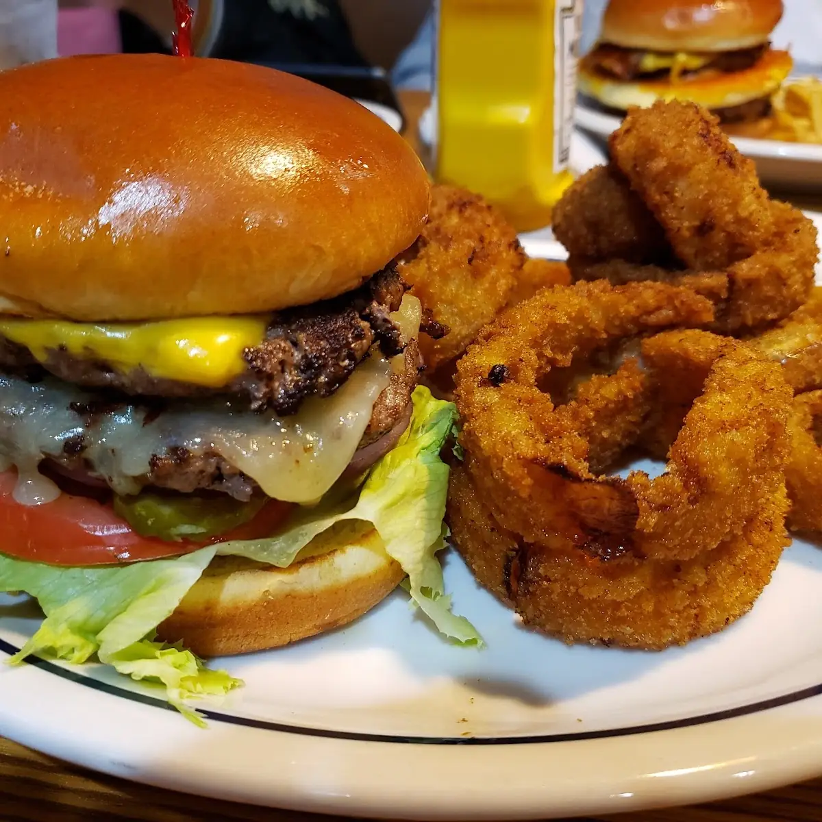 Double Cheeseburger with Onion Rings
