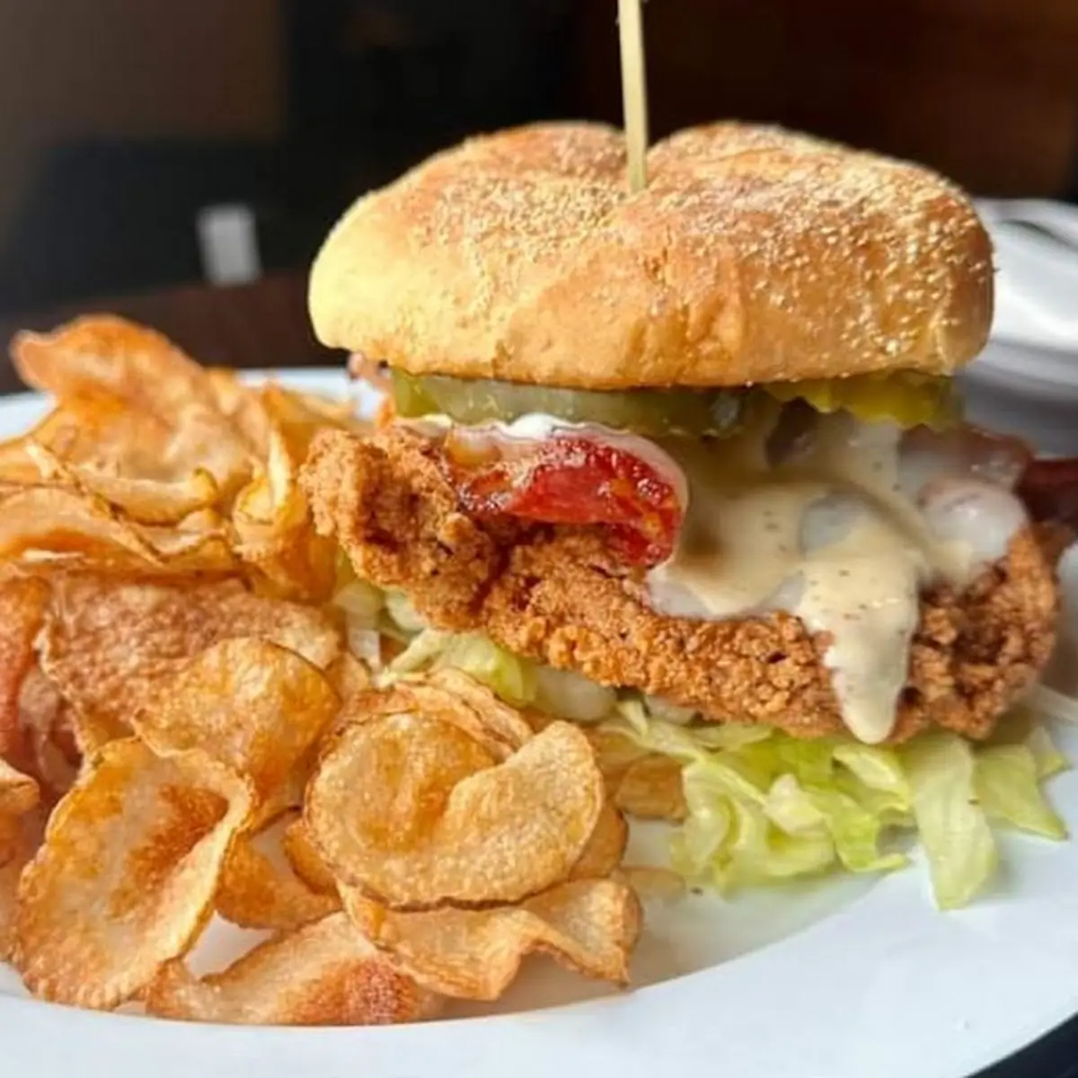 Crispy Chicken Sandwich and Chips