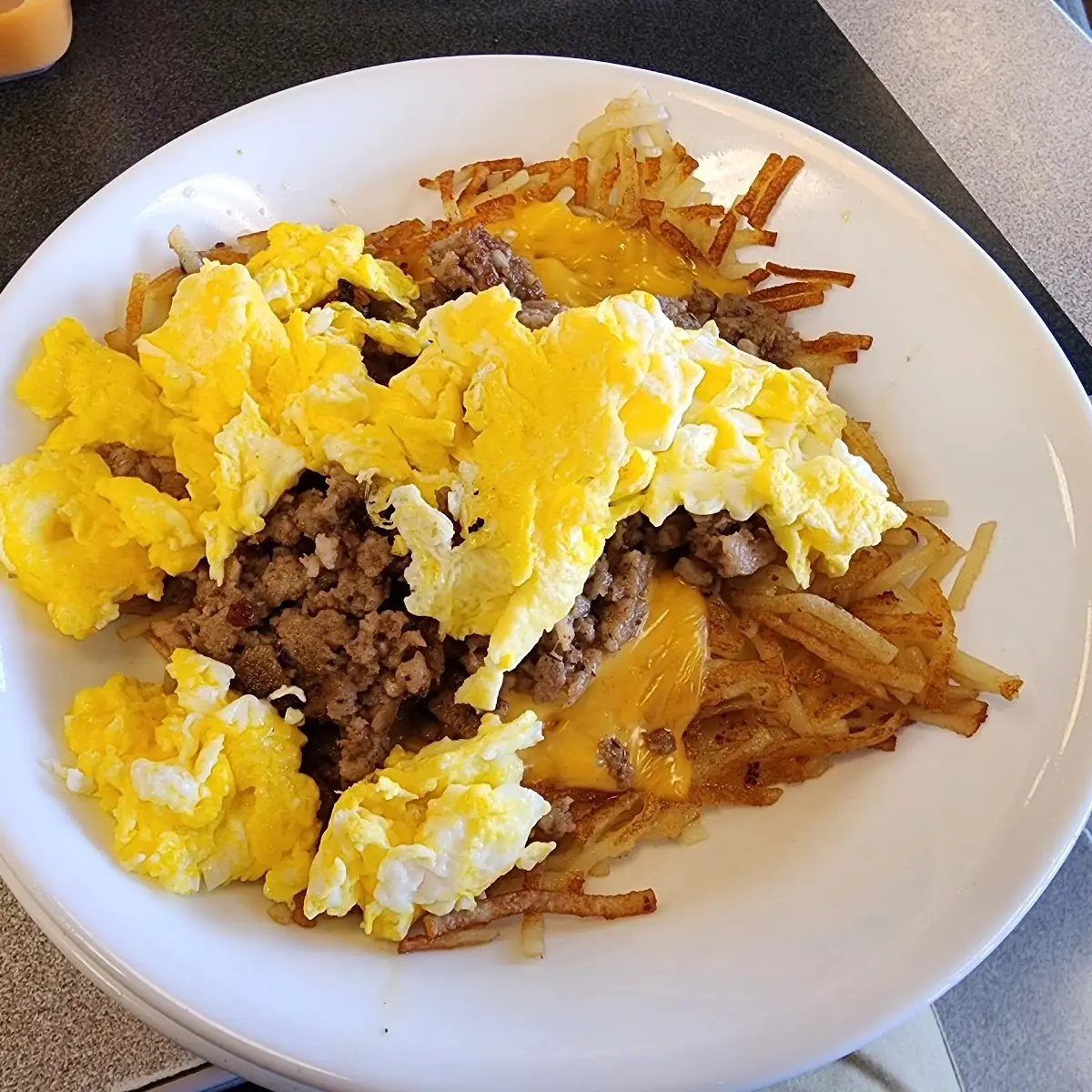 Sausage Egg and Cheese Hash Brown Bowl