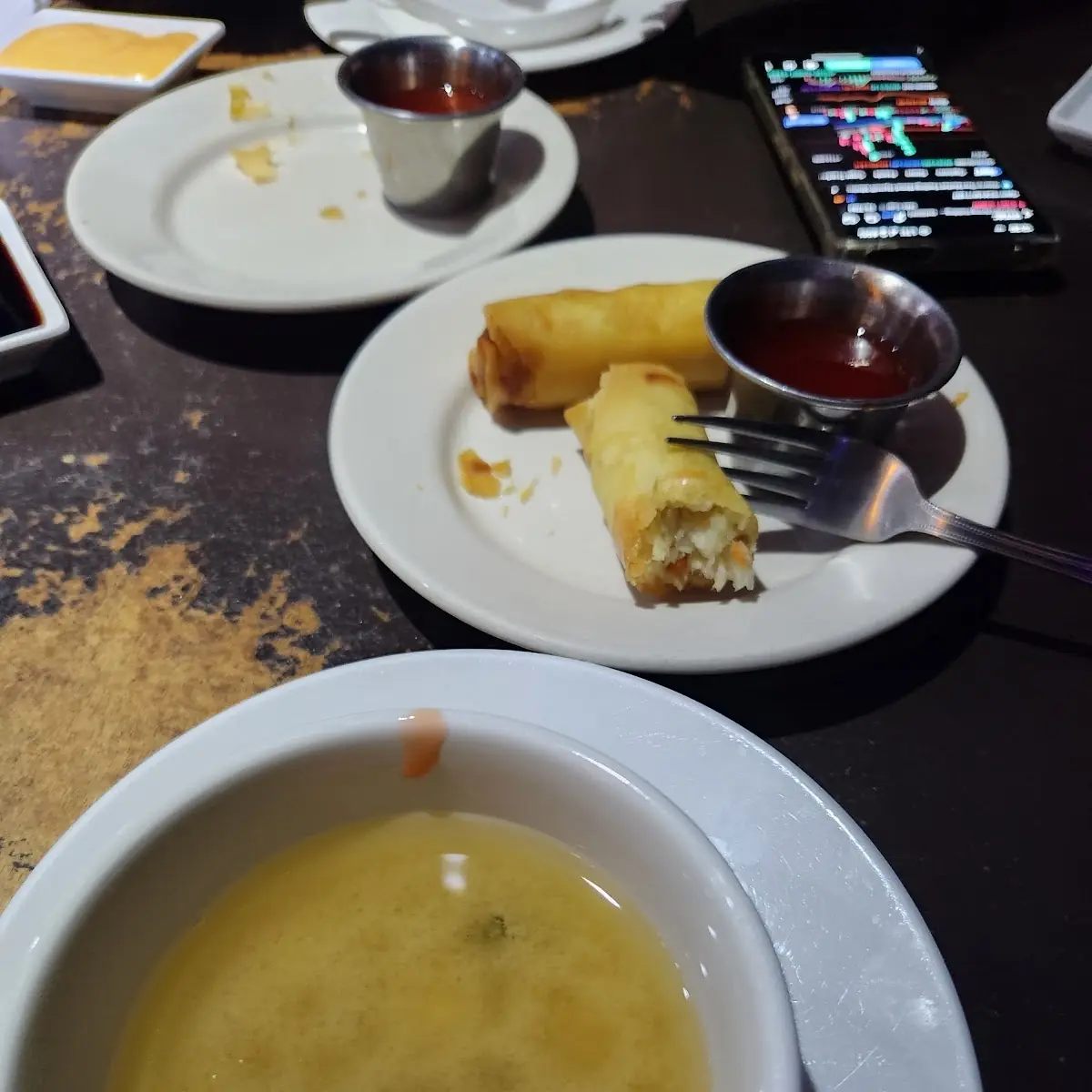 Miso Soup and Spring Rolls