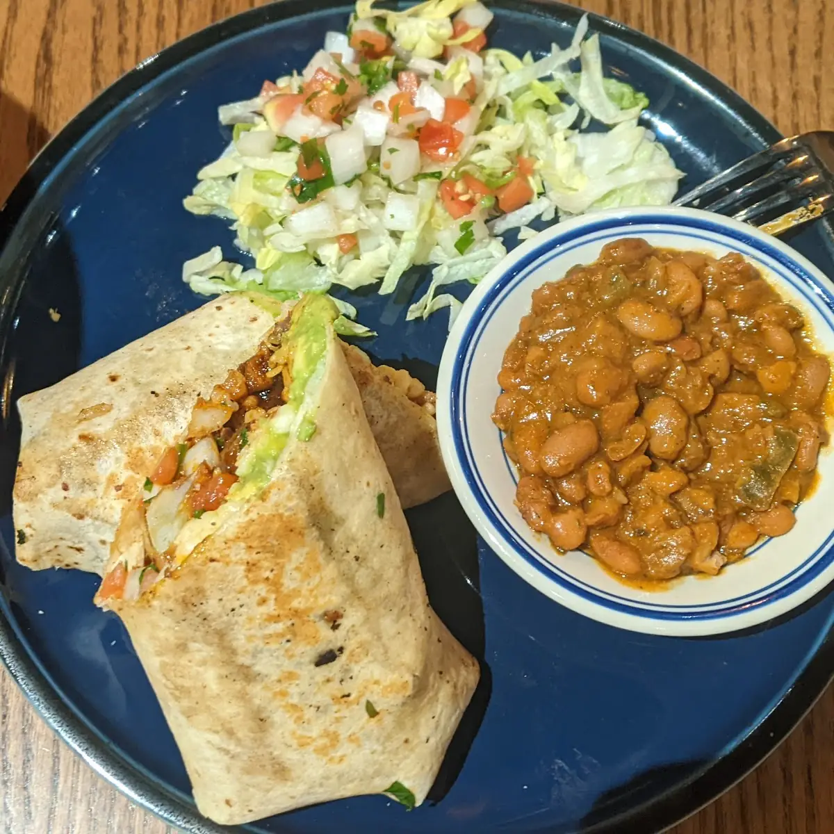 Burrito with Black Beans and Salad