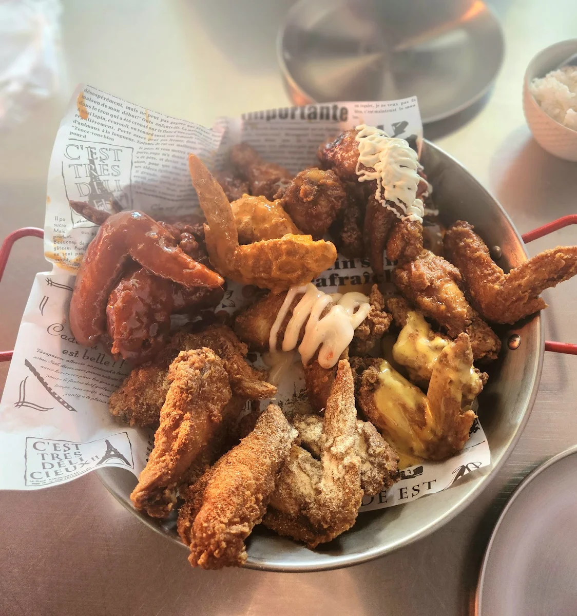 Korean Fried Chicken Wings, BUFWIN —chicken buffet & beer. Halal food