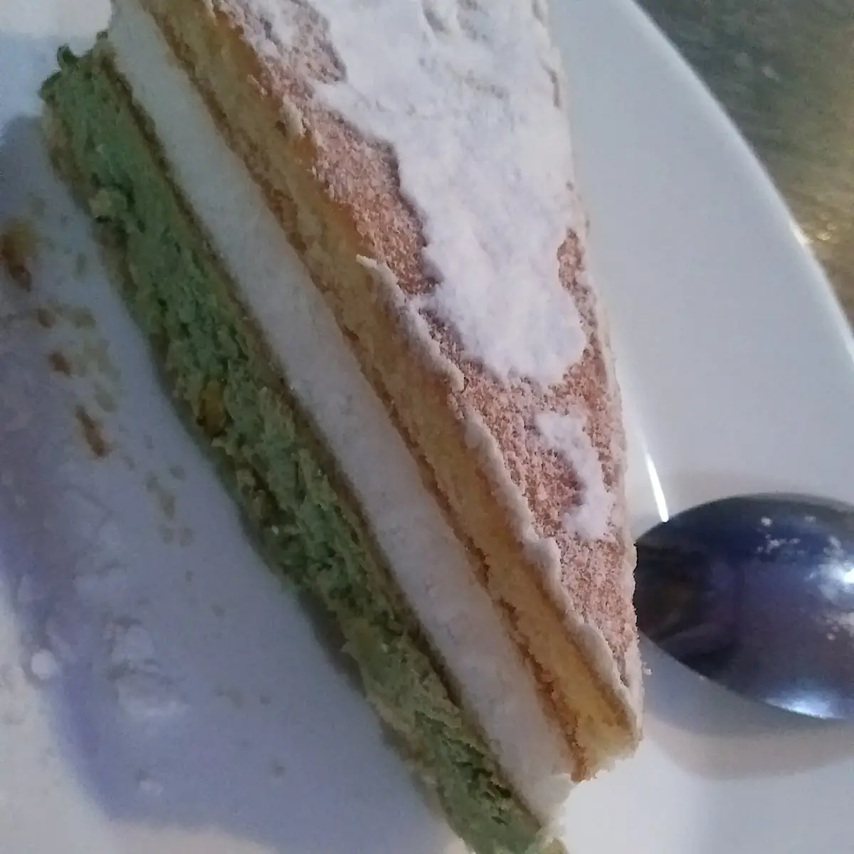 Pistachio Ricotta Cheesecake Slice