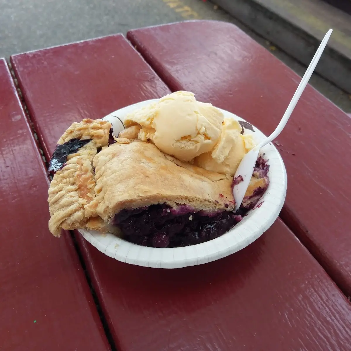 Blueberry Pie with Vanilla Ice Cream