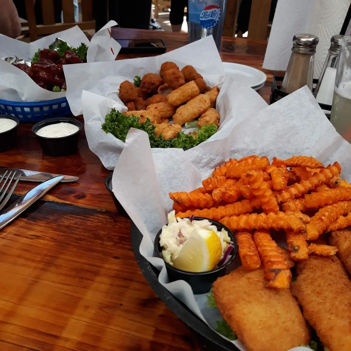 Appetizer Sampler & Fish and Chips Basket
