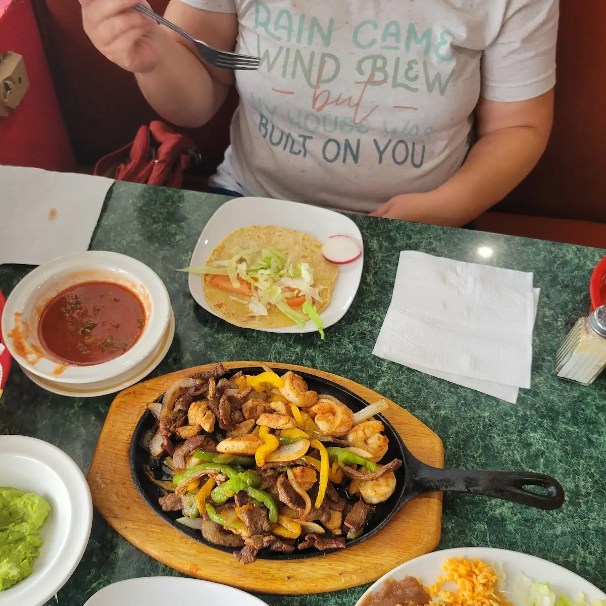 Chicken Steak Shrimp Fajitas