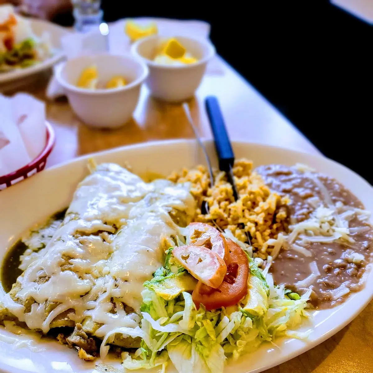 Chicken Enchiladas Verdes Combination Plate