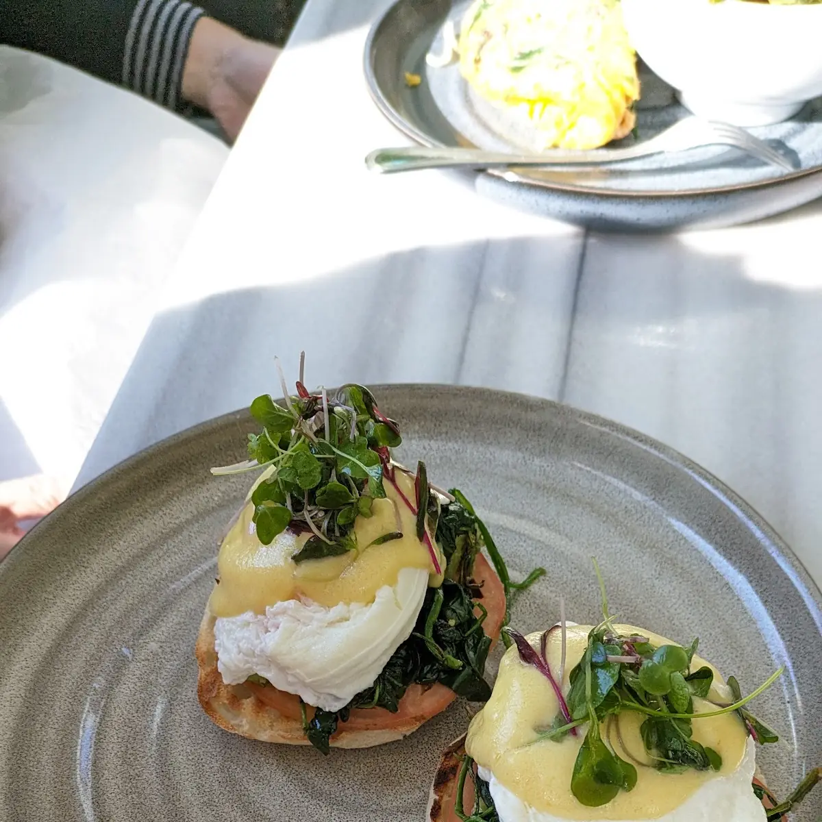 Eggs Benedict with Potatoes and Greens