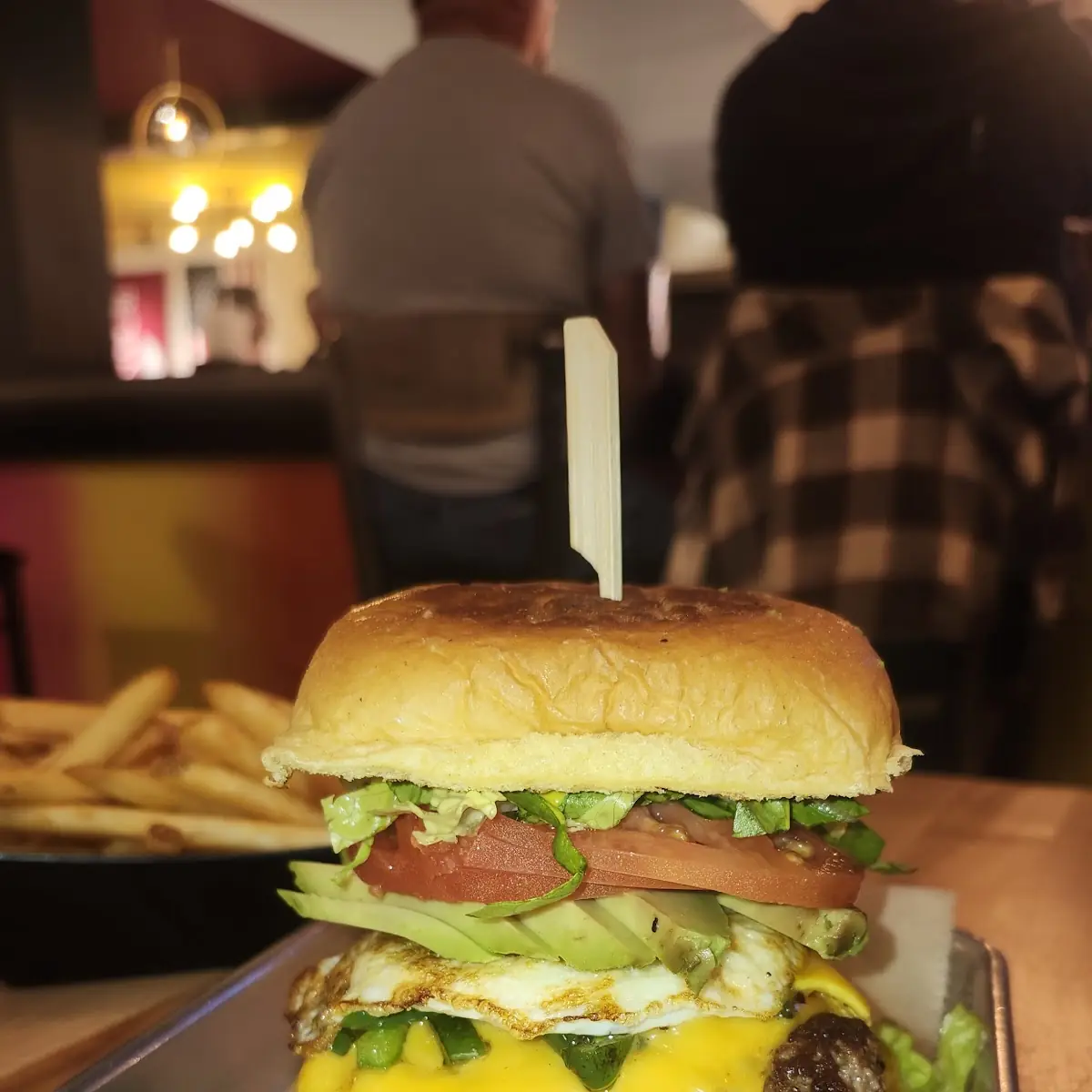 Double Bacon Cheeseburger with Egg over Medium with Avocado
