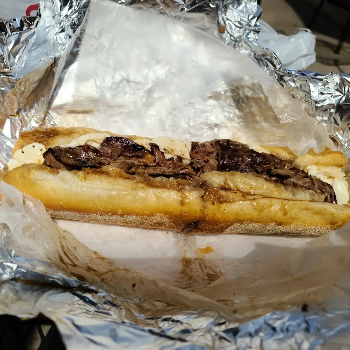 Mr V's Cheese Steak with Pepper & Onions