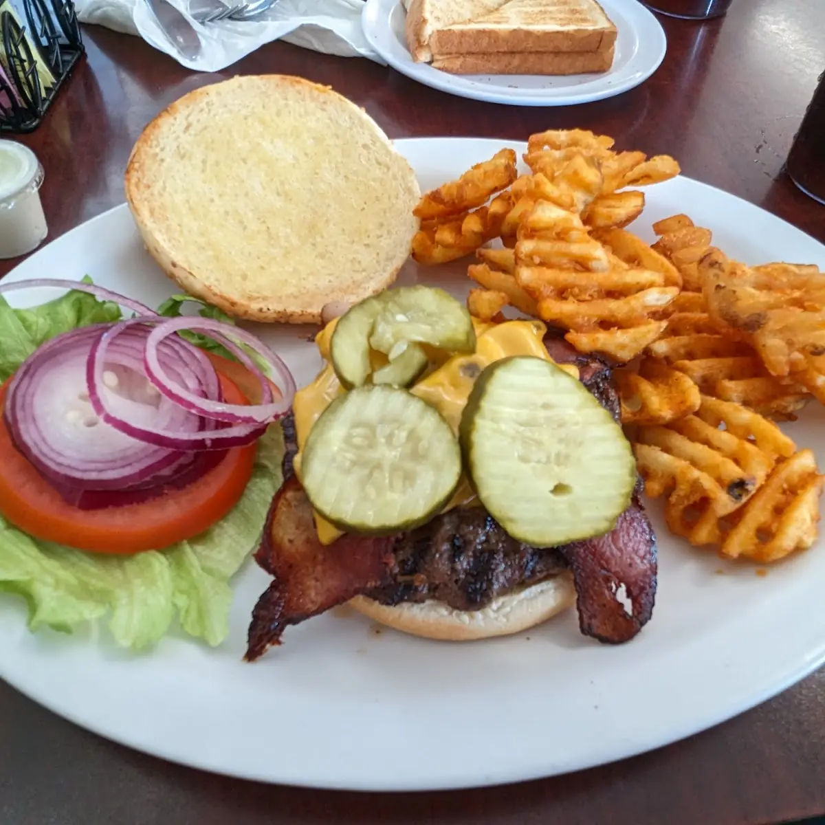 Bacon Cheeseburger and Extra Crispy Waffle Fries