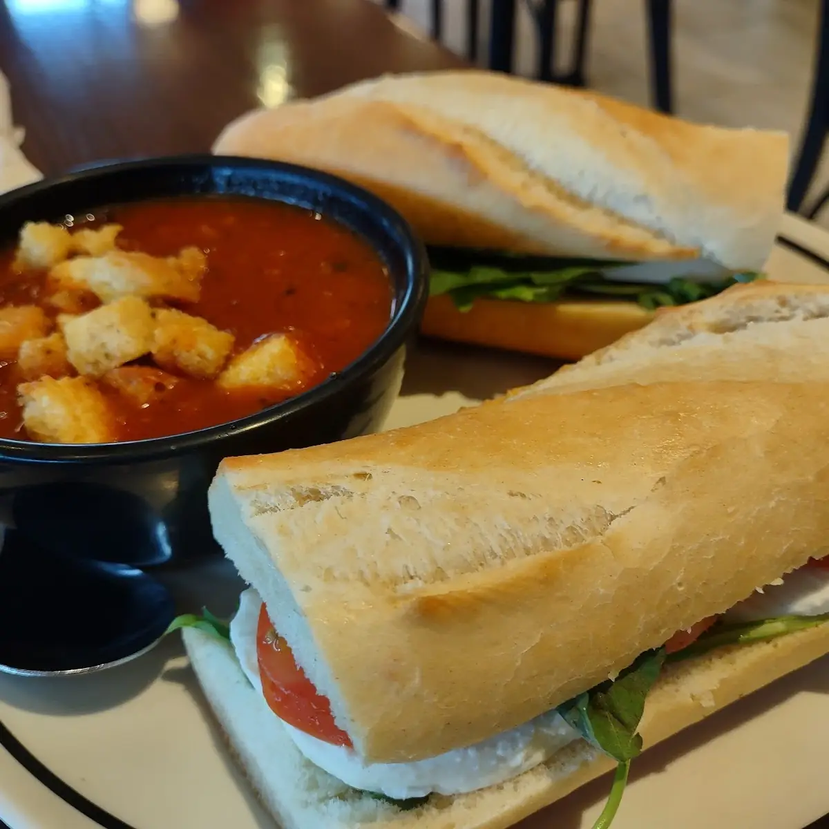 Tomato Mozzarella Sandwich and Tomato Soup