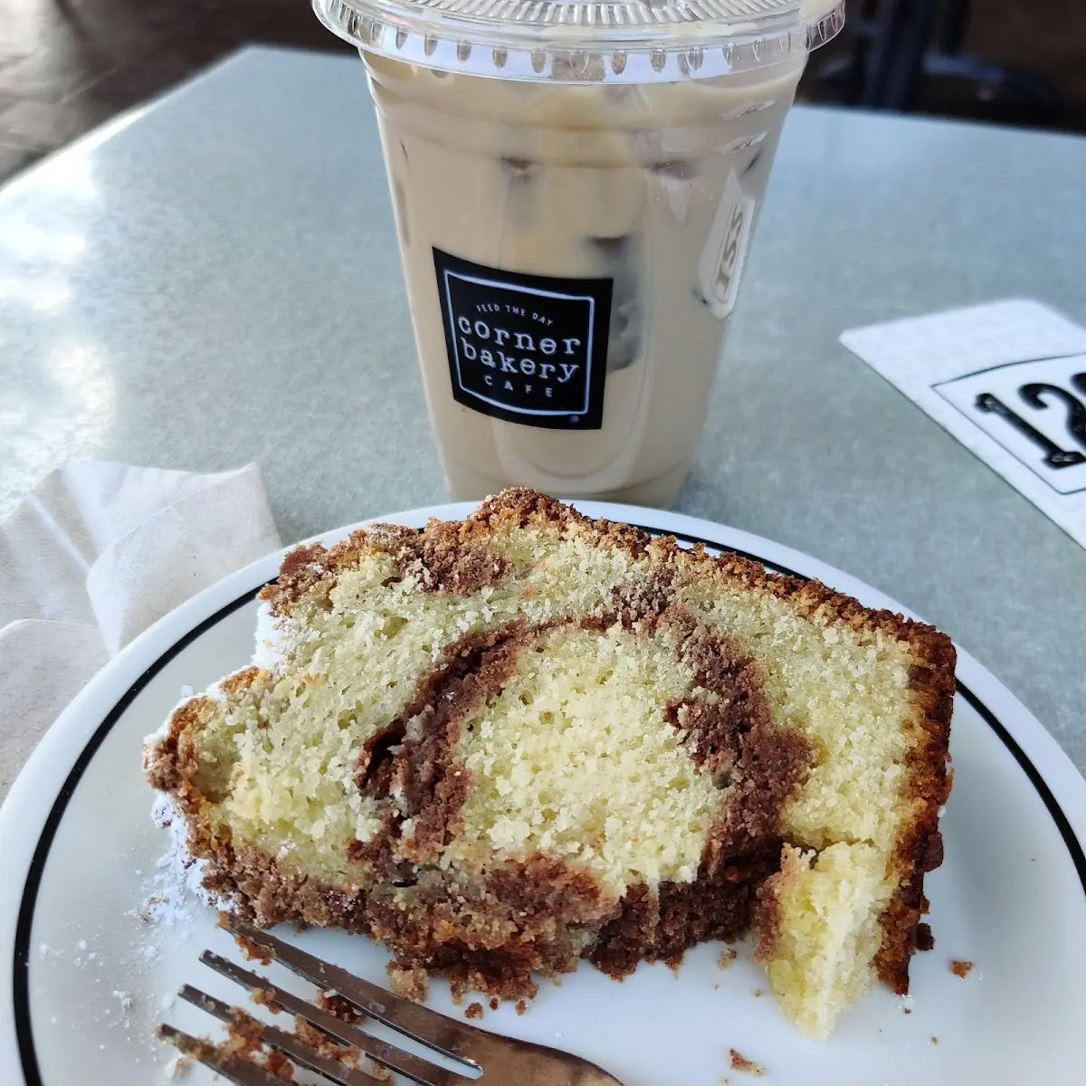 Vanilla Sweet Cream Cold Brew with Cinnamon Coffee Cake