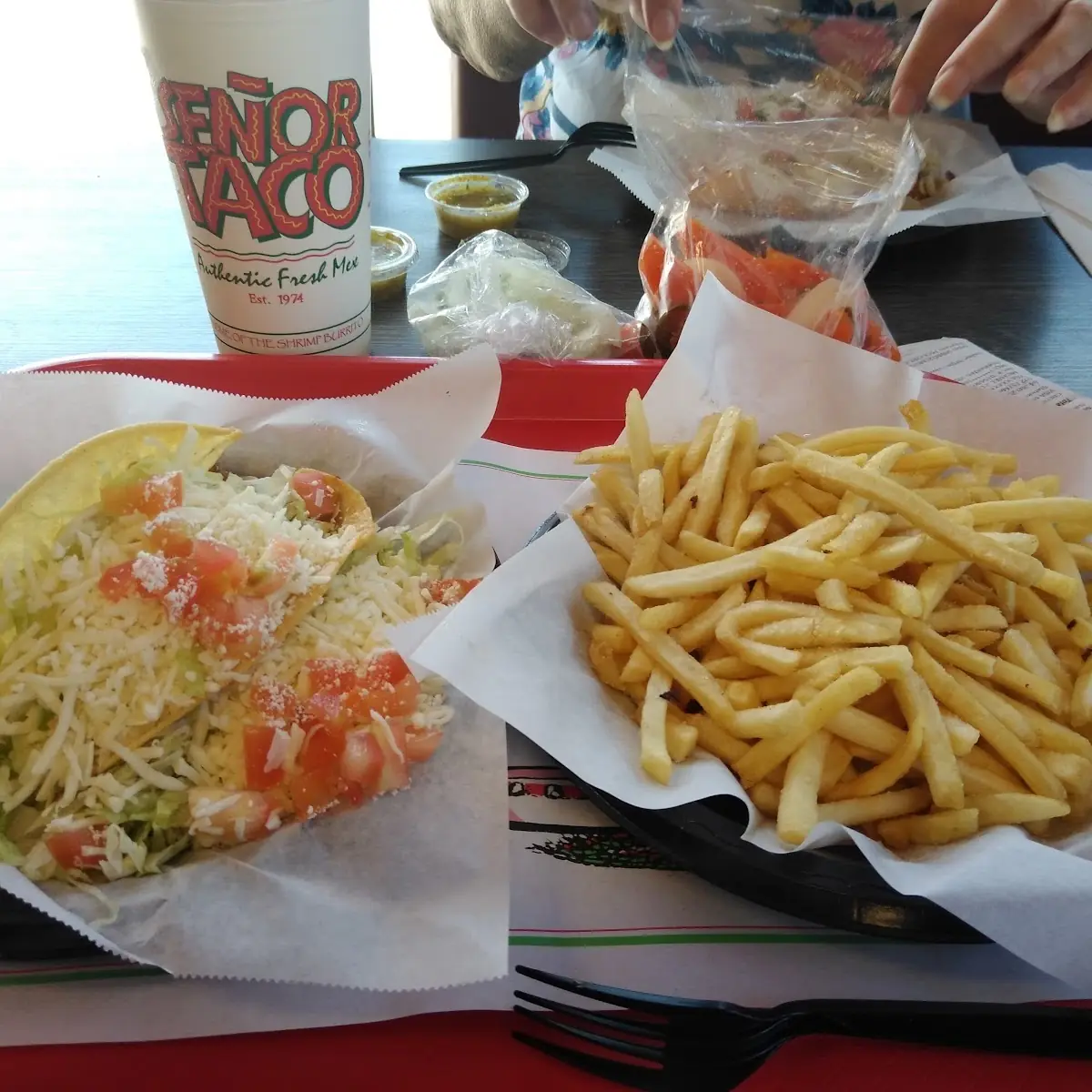 Hard Shell Beef Taco and Fries