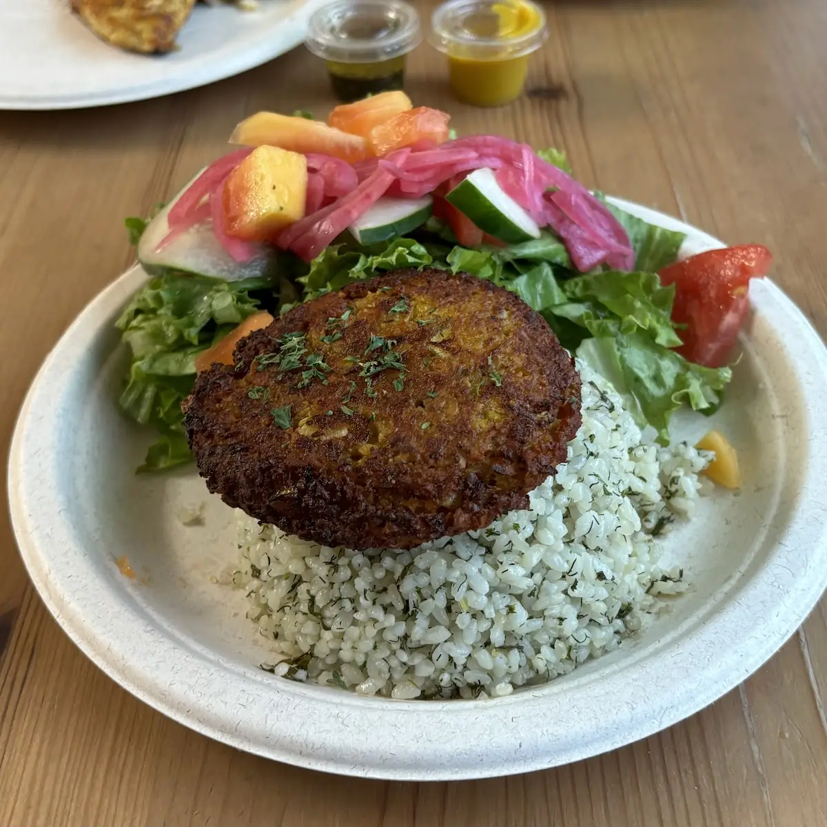 Falafel Burger with Green Rice