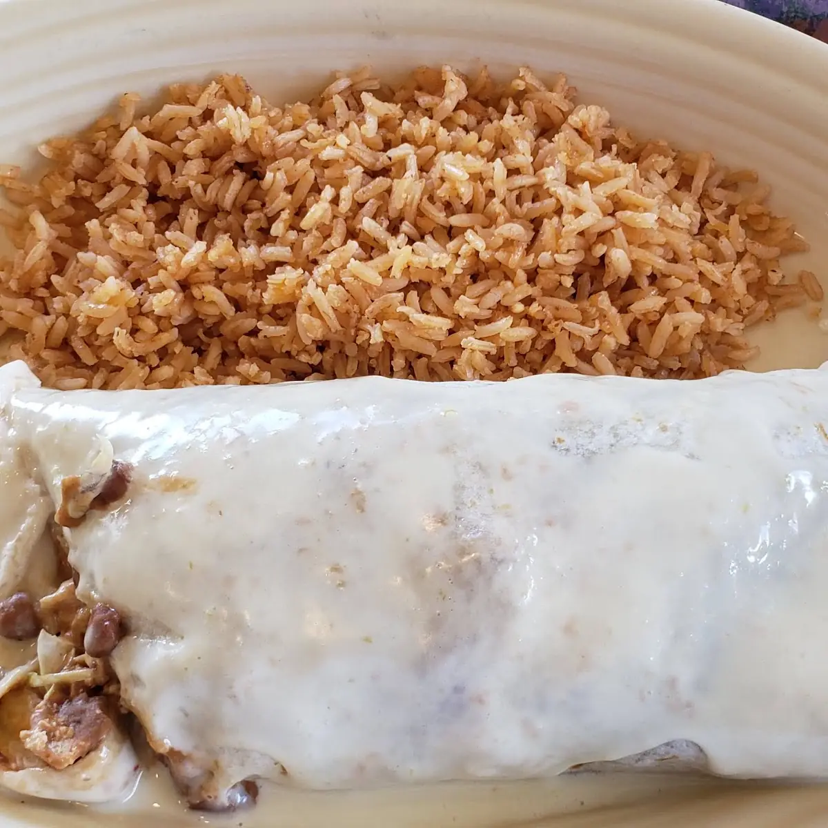 Chicken Burrito and Rice
