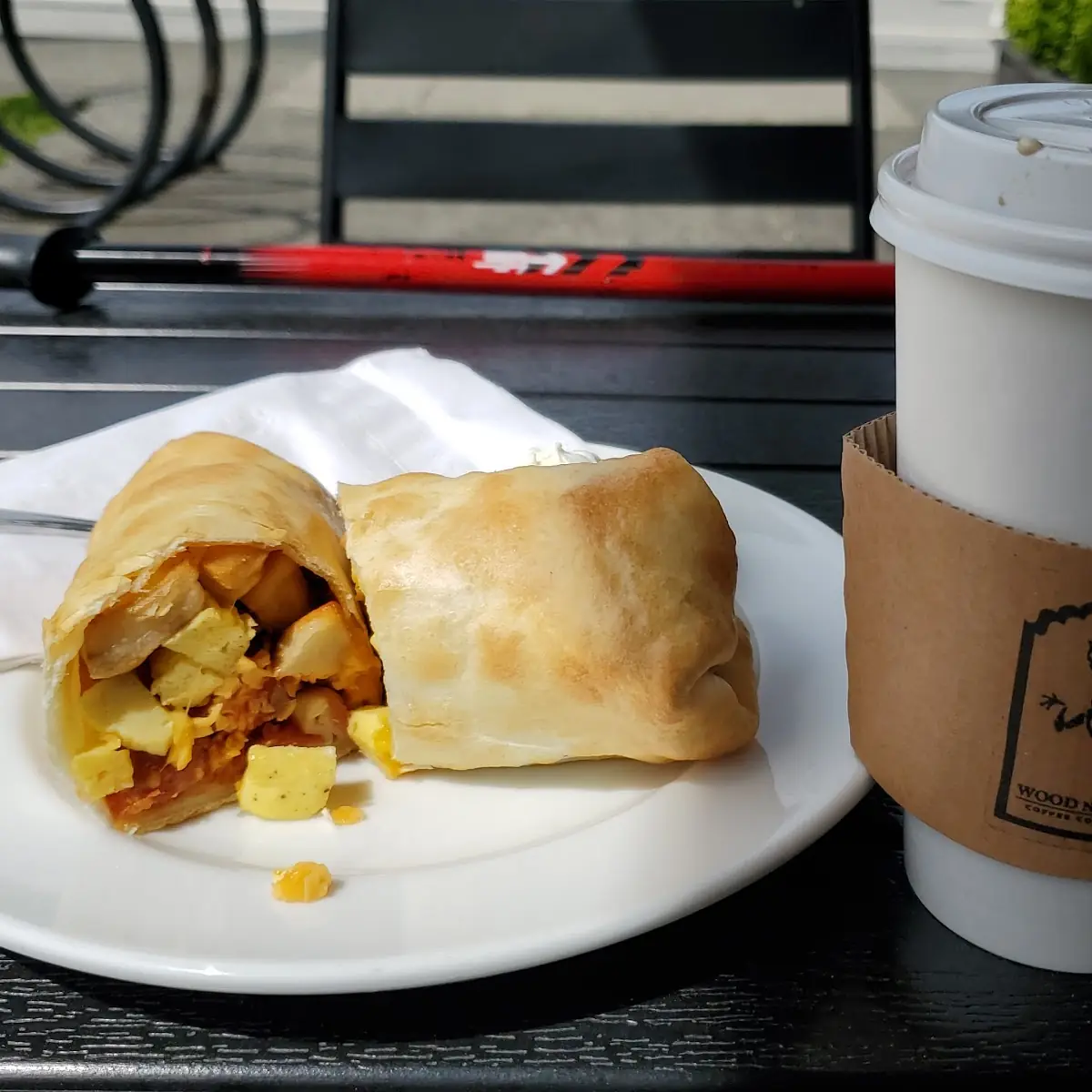 Chorizo Breakfast Wrap, Wood N Frog Coffee Company