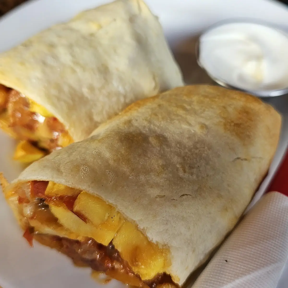 Chorizo Hash Breakfast Wrap, Wood N Frog Coffee Company
