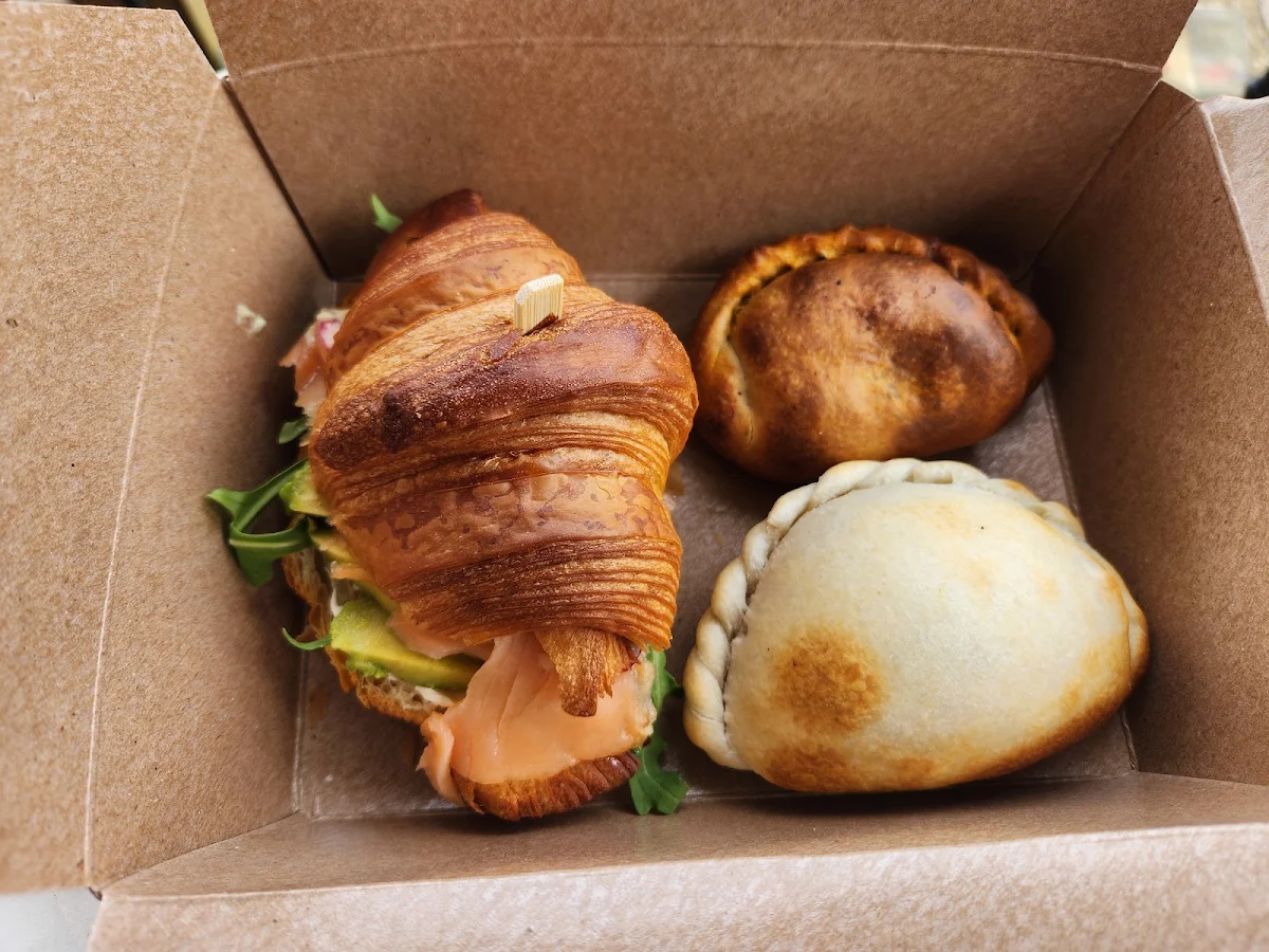Salmon Sandwich and Empanadas