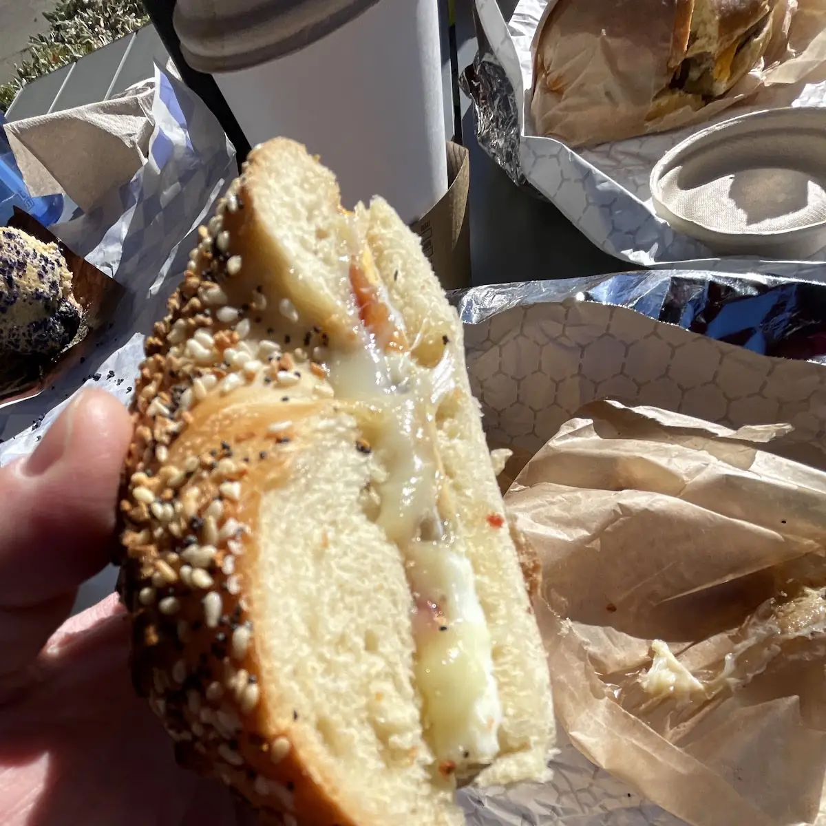 Bacon Egg and Cheese on a Everything Bagel